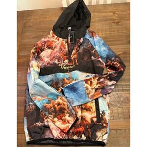 Reason Renaissance Art 1/4 Zip Windbreaker Pullover Jacket Medium